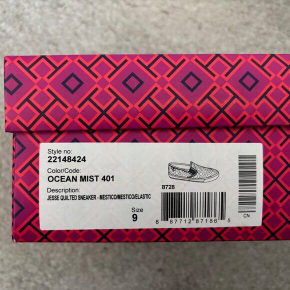 Tory Burch Jesse Quilted Leather Slip-On Sneakers Size 9 Blue, EUC - Picture 6 of 6